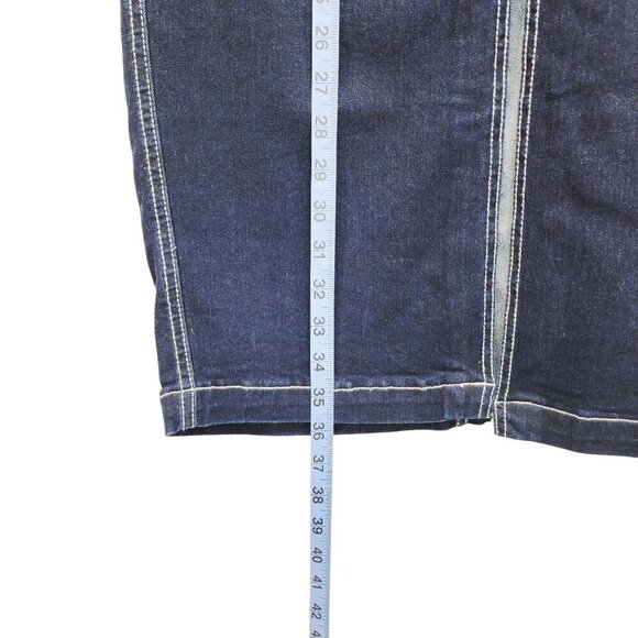 True Religion Womens Denim Cargo Maxi Skirt Size 28 Dark Wash Utility Pocket - Picture 9 of 10